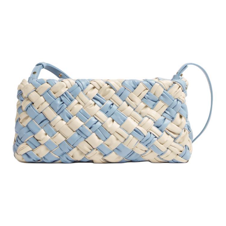 Bottega Veneta Bottega Veneta Calfskin Crossbody Bag, Shoulder Bag Small Size Women's Sea Salt White Mixed Ice Blue
