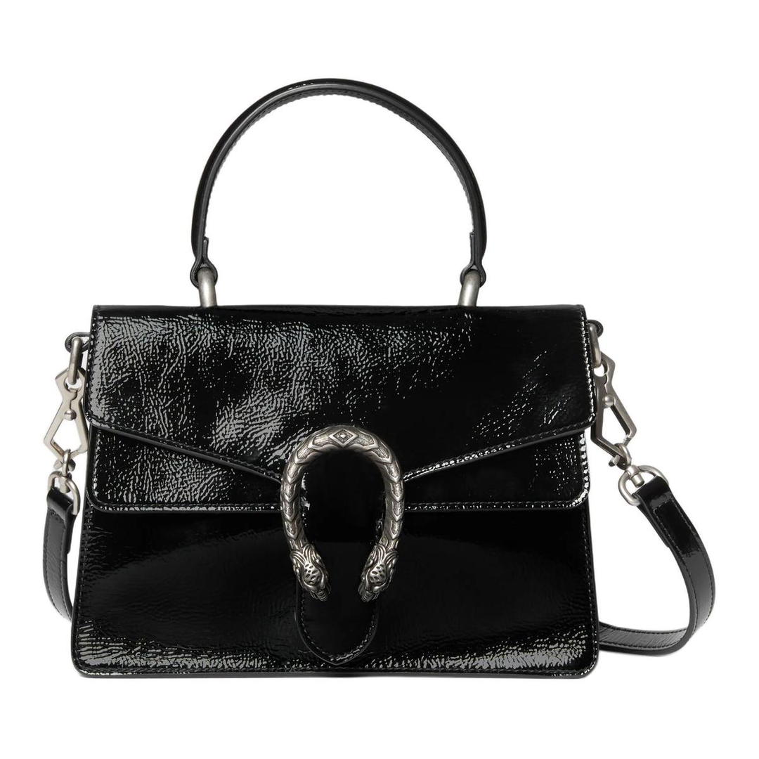 Gucci Gucci Patent Leather Crossbody One Shoulder Handbags Small Size Women's Black