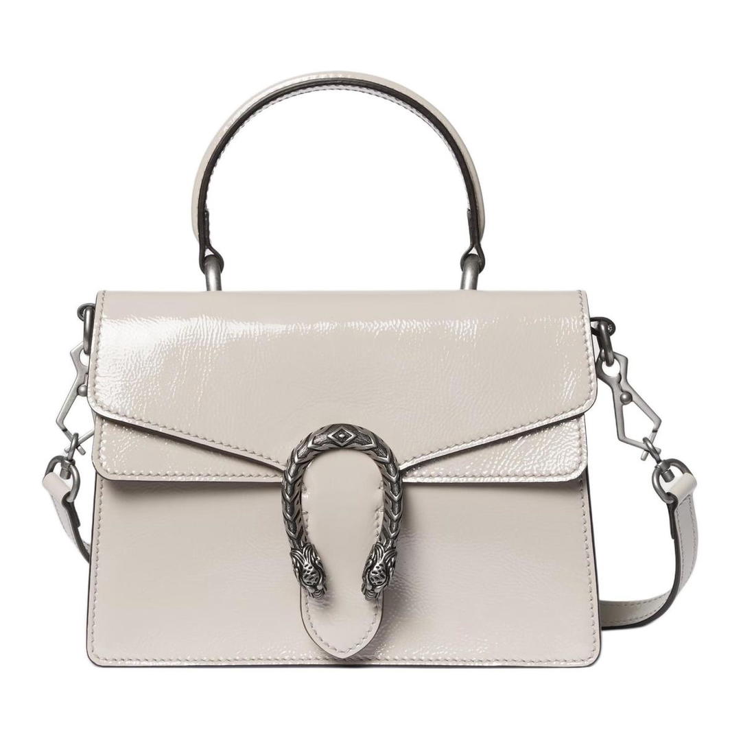 Gucci Gucci Dionysus Patent Leather Shoulder Bag, Crossbody Bag, Handbag Small Size Women's Light Gray