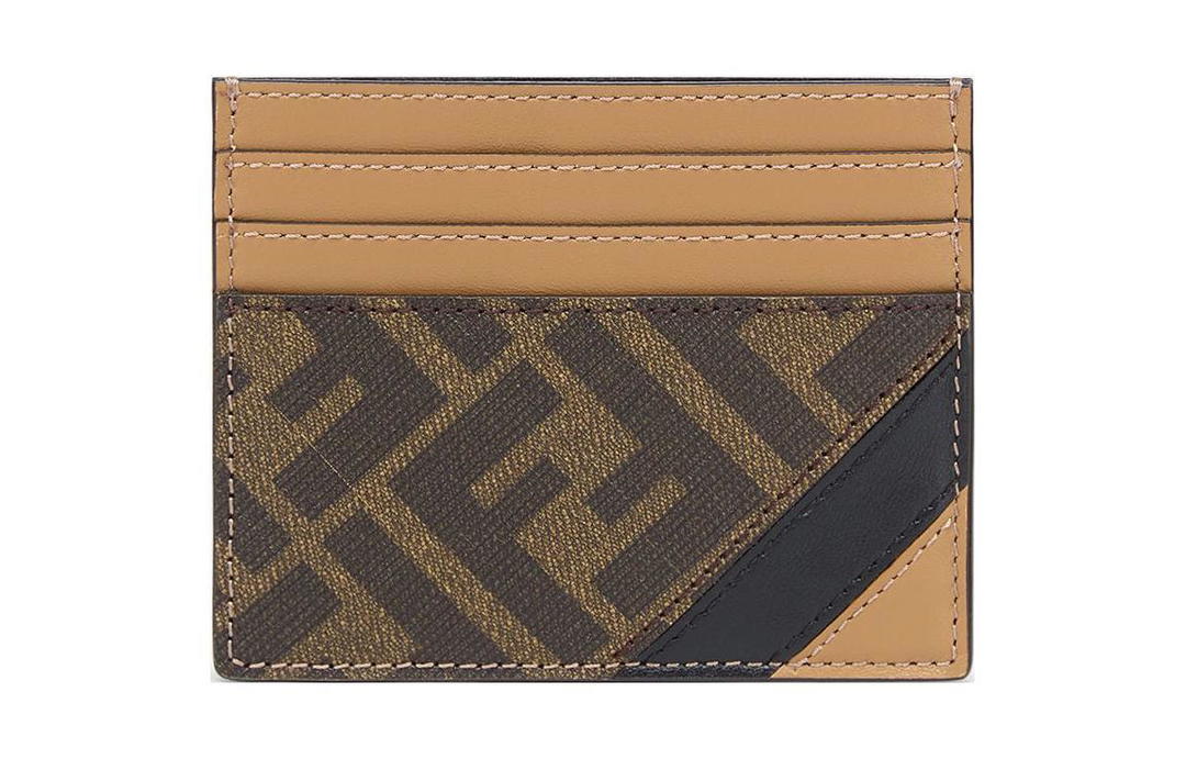Fendi FENDI Cow Leather Card Clip Card Holder Men's Brown