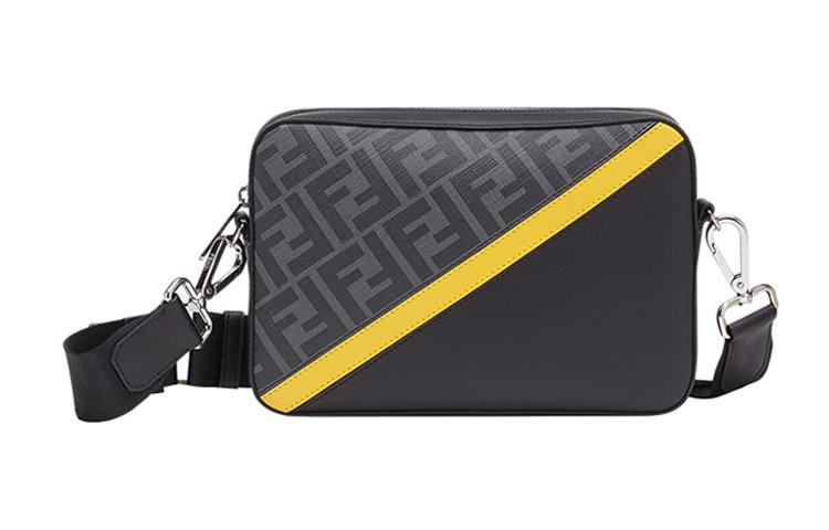 Fendi FENDI Cow Leather Camera Bags Crossbody Bags Shoulder Bags Men's Black/Gray Color/Yellow