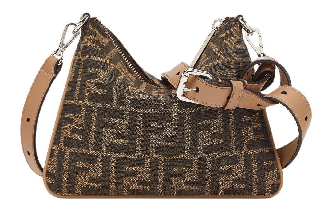 Fendi FENDI FF Polyester Shoulder Bag Crossbody Bag Cell Phone Pouch Mini Men's Brown