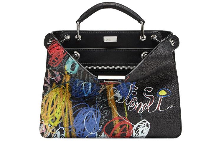Fendi FENDI Leather Tote Bag Shopping Bag One Shoulder Handbag Crossbody Bag Mini Men's Black/Multicolor