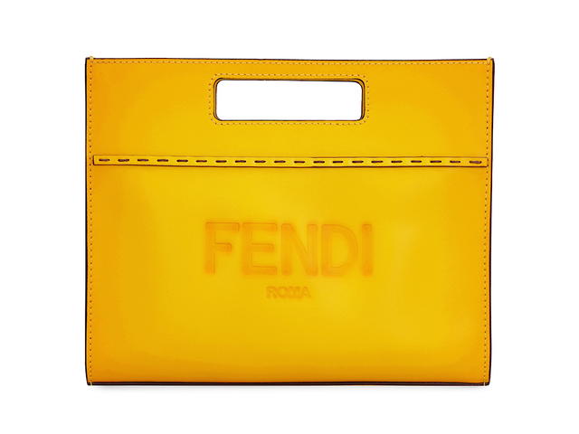 Fendi Fendi Debossed Mini Shopper Bagyellow Orange Leather Leather - view 1