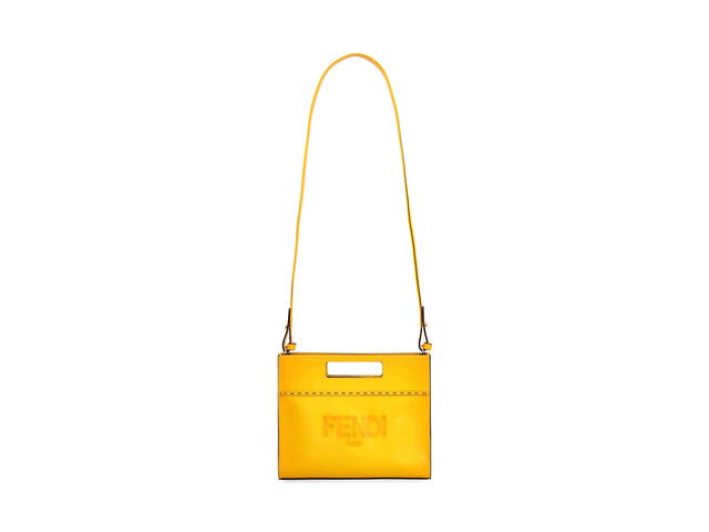 Fendi Fendi Debossed Mini Shopper Bagyellow Orange Leather Leather - view 5