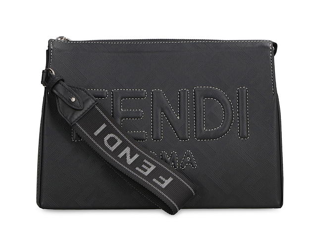 Fendi Fendi Ff Logo Detail Flat Leather Pouchblack Calf 100 - view 2