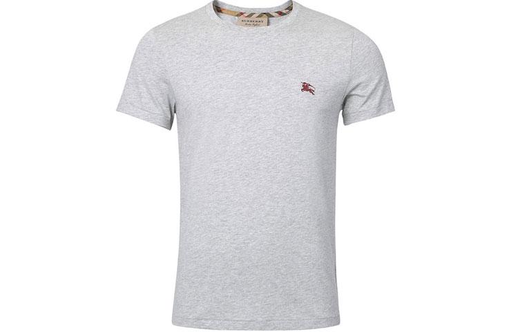 Burberry Burberry Men War Horse Embroidered Round Neck Short Sleeve T shirt Grey