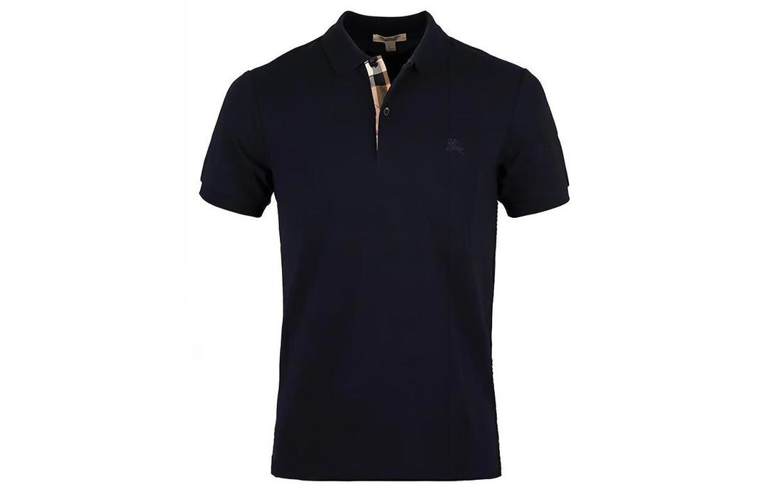 Burberry Burberry Logo Lapel Short Sleeve Polo Shirt Navy Blue