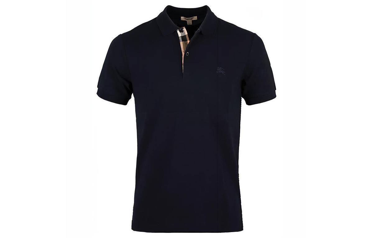 Burberry Burberry Logo Lapel Short Sleeve Polo Shirt Navy Blue