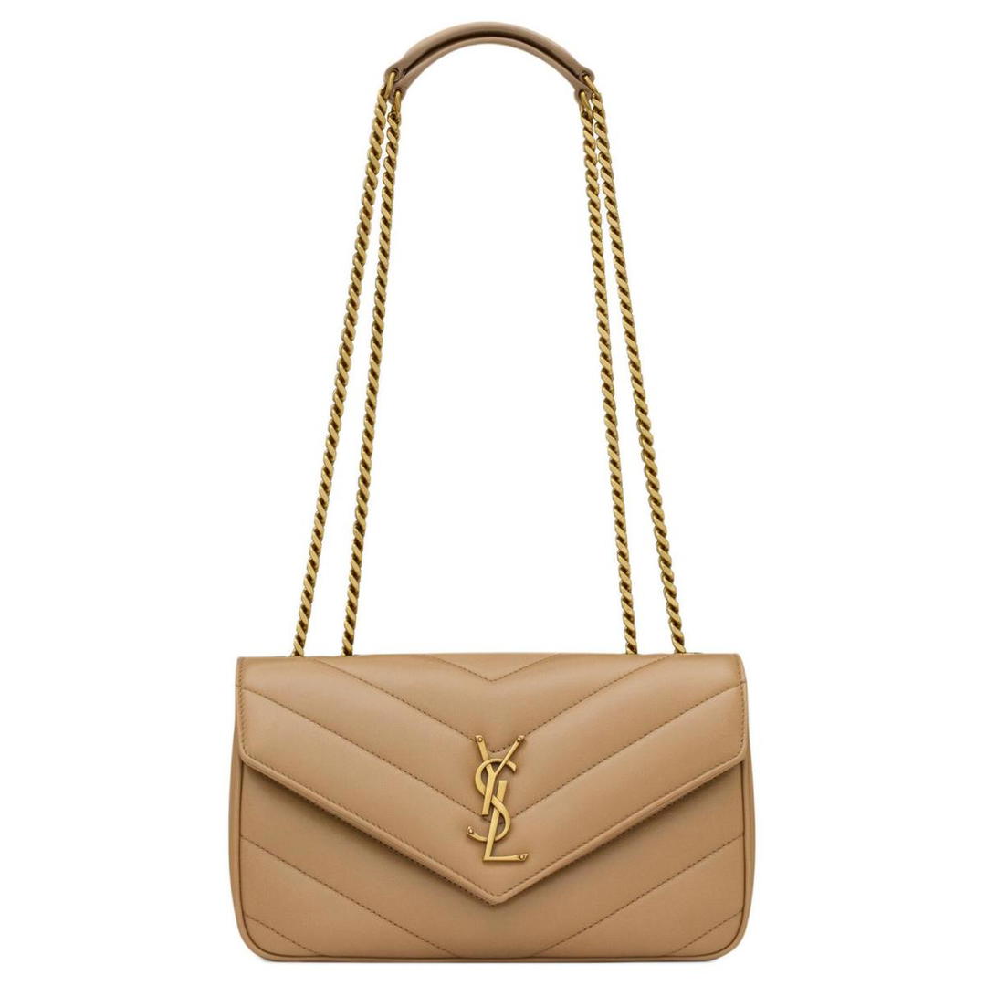 Saint Laurent Saint Laurent LOULOU Sheepskin Handbag Shoulder Bag Small Size Women's Brown