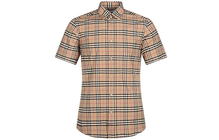 Burberry Burberry S/S Small Scale Check Stretch Cotton Shirt Archive Beige