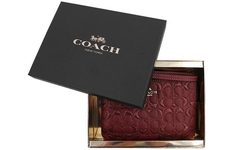 Coach Coach Leather Wrist Bag Coin Purse Mahjong Clutch Regular Men's Burgundy