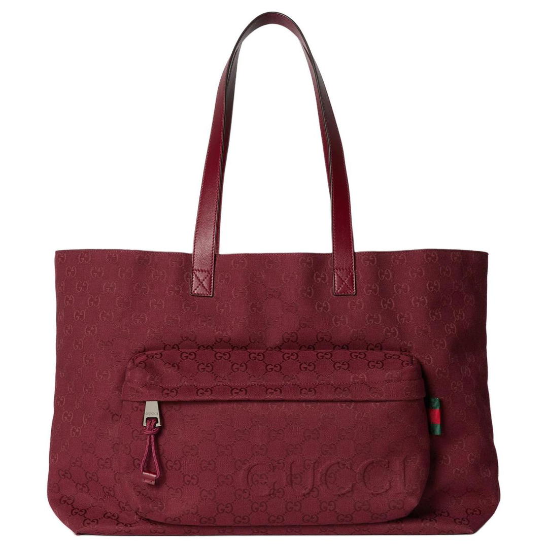 Gucci Gucci Canvas Tote Bag Shopping Bag Handbag Large Size Men's Red