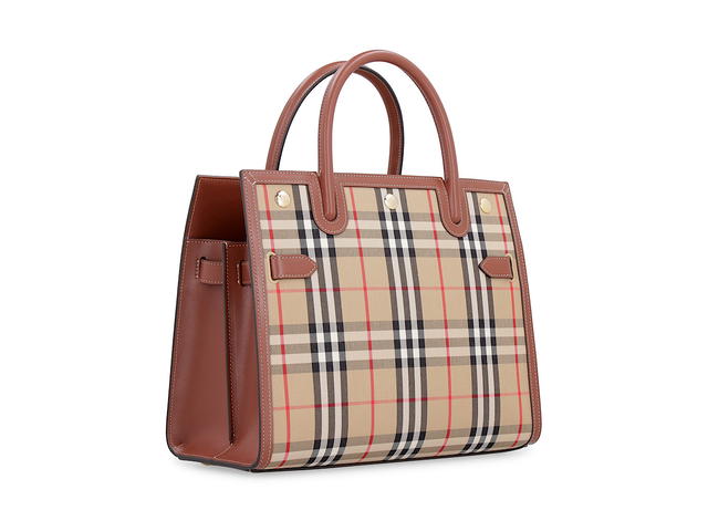Burberry Burberry Title Bag In Leather And vintage Check Fabricbeige Leather Polyester 45 Cotton 55 - view 3