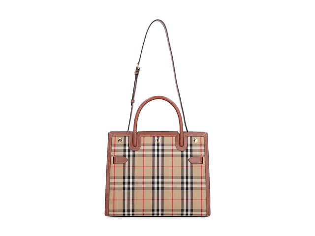 Burberry Burberry Title Bag In Leather And vintage Check Fabricbeige Leather Polyester 45 Cotton 55 - view 4