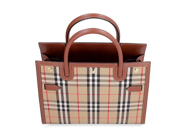Burberry Burberry Title Bag In Leather And vintage Check Fabricbeige Leather Polyester 45 Cotton 55 - view 5