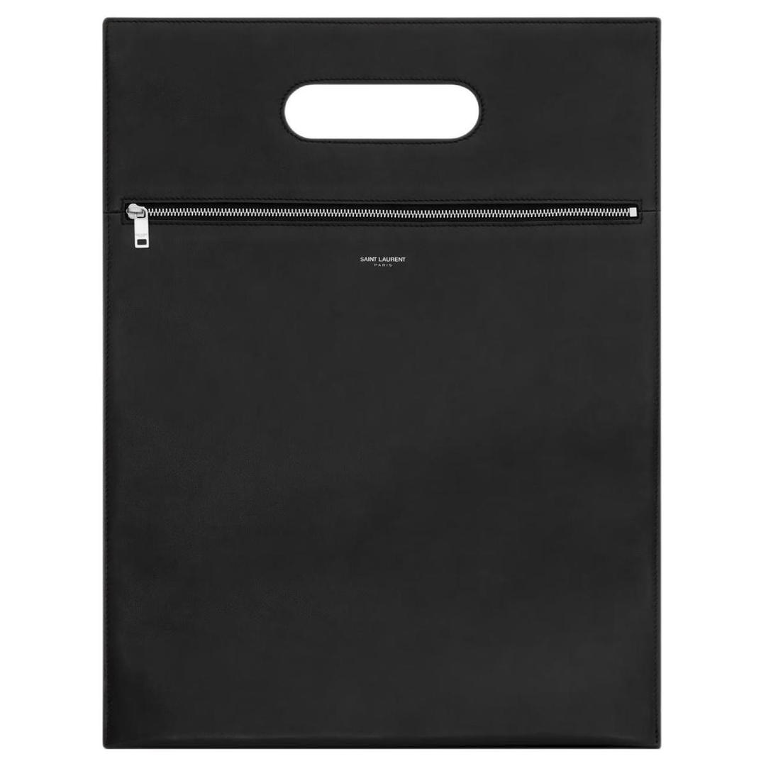 Saint Laurent Saint Laurent Smooth Leather Handbag Large Size Men's Black