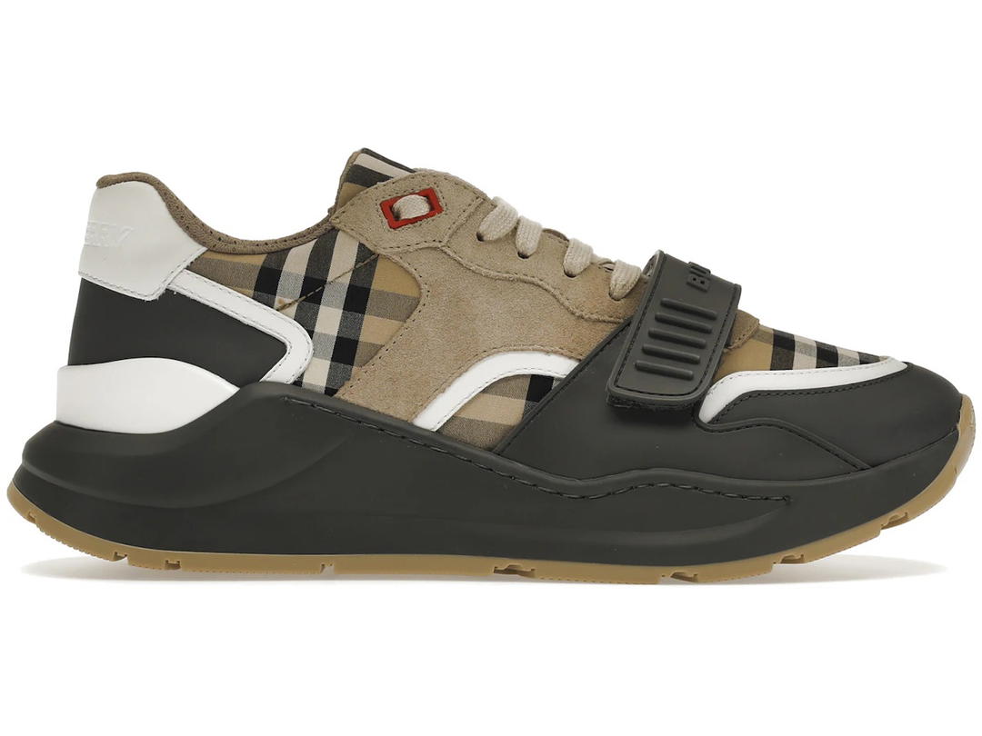 Burberry Burberry Ramsey Vintage Check Suede Leather Sneakers Grey Archive Beige