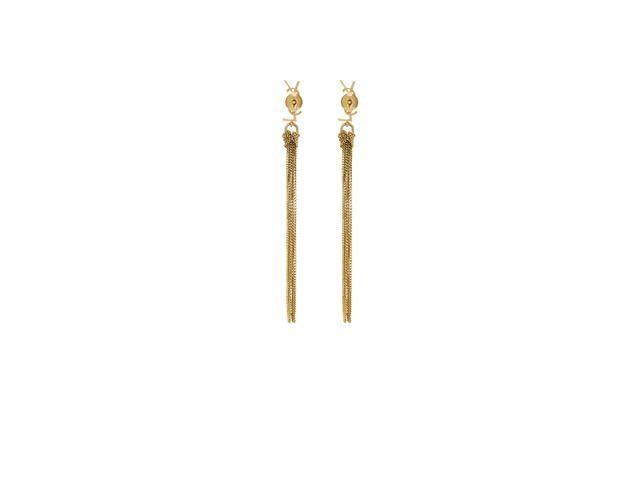 Saint Laurent Saint Laurent Cassandre Tassel Earrings In Gold - view 2