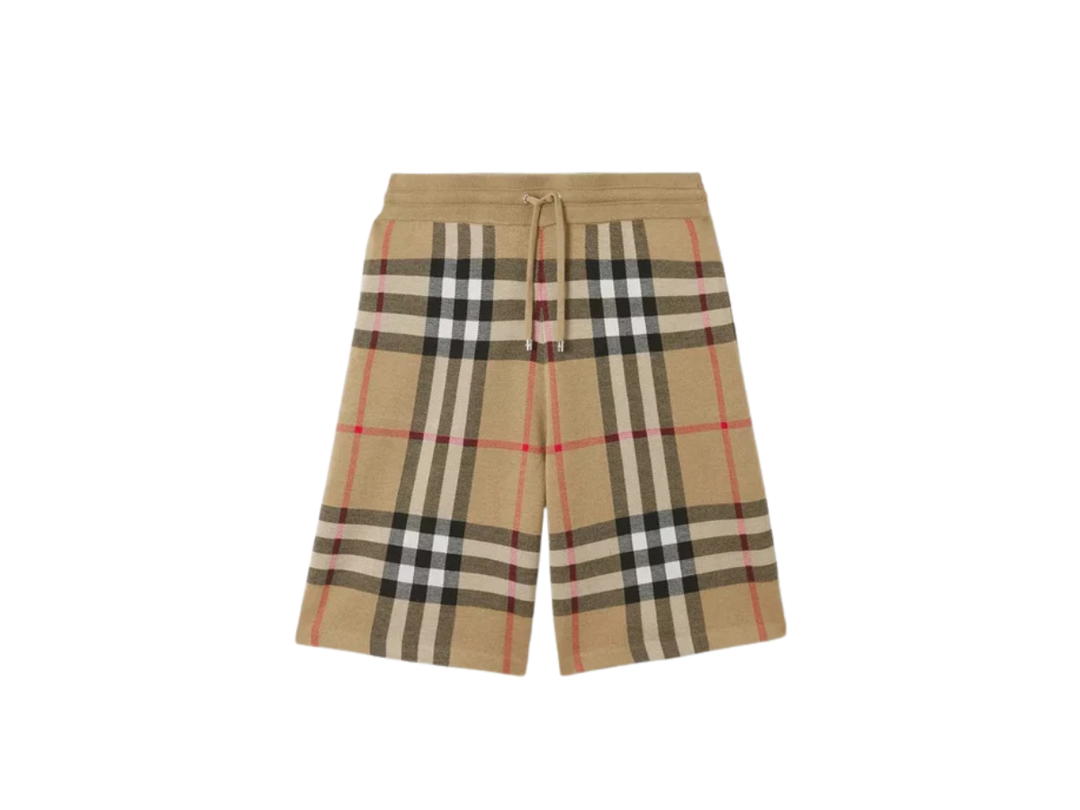 Burberry Burberry Check Silk Wool Jacquard Shorts Beige