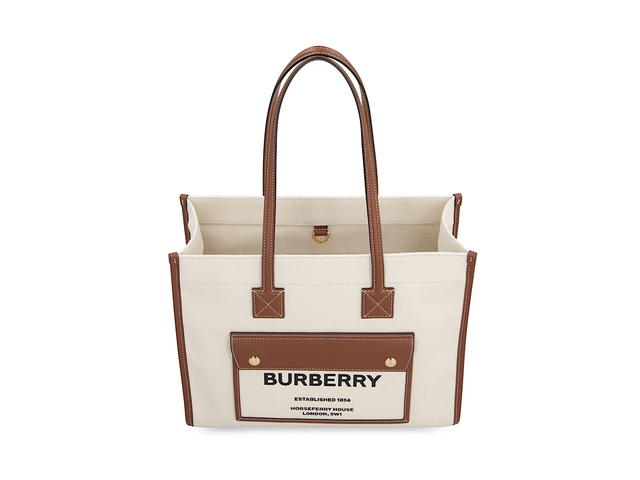 Burberry Burberry Freya Canvas Tote Bagpanna Cotton Calf 100 - view 5