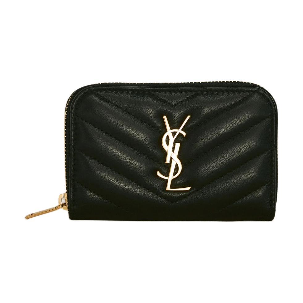 Saint Laurent Saint Laurent CASSANDRE Leather Wallet Women's Black