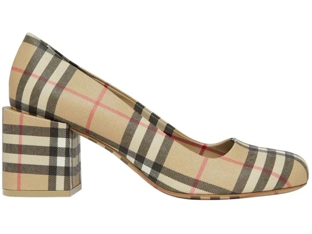Burberry Burberry Joy Vintage Check Block Heel Pumps Beige (Women's)