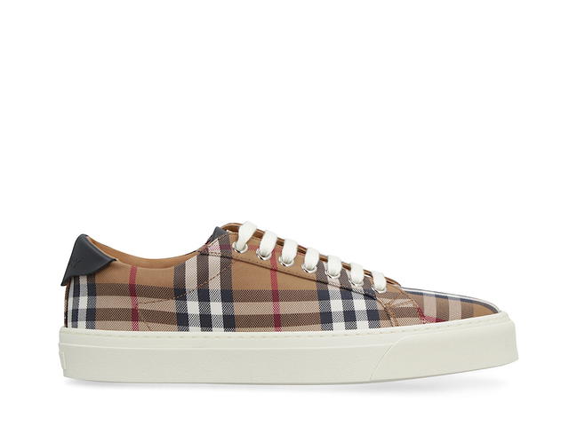 Burberry Burberry Checked Motif Canvas Sneakersbrown Cotton 90 Calf 10 - view 2