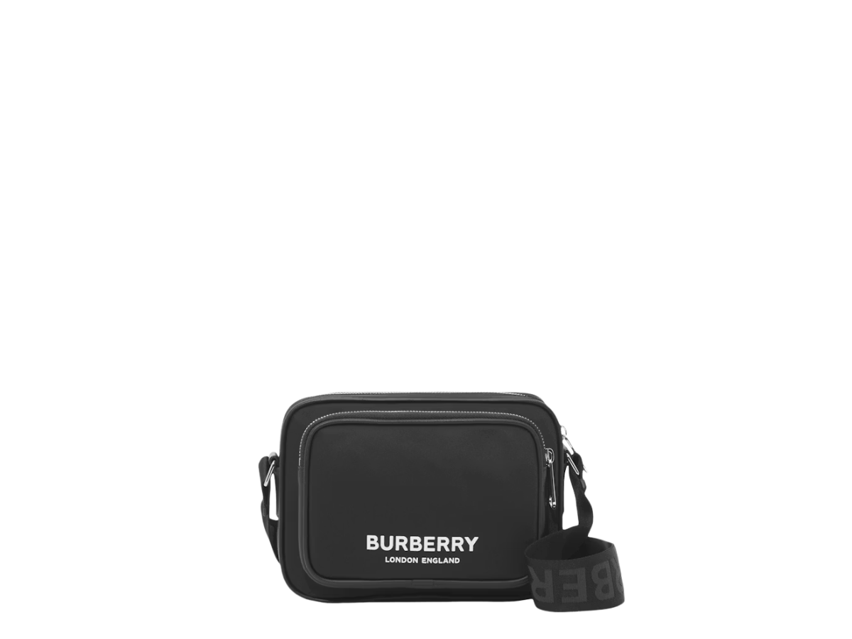 Burberry Burberry Logo Print Nylon Crossbody Bag Black