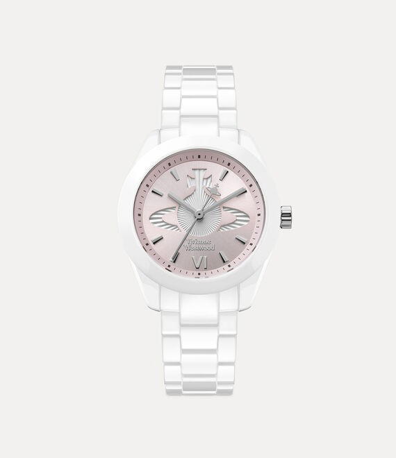 Vivienne Westwood Vivienne Westwood Fenchurch Ceramica Watch Stainless Steel White Pink 29mm Female