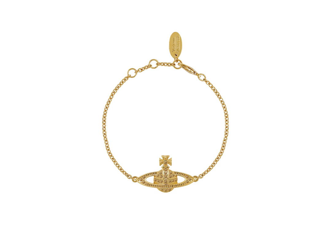Vivienne Westwood Vivienne Westwood Mini Bas Relief Chain Bracelet In Light Colorado Topaz With Gold Hardware