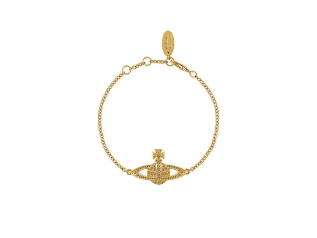 Vivienne Westwood Vivienne Westwood Mini Bas Relief Chain Bracelet In Light Colorado Topaz With Gold Hardware - view 1