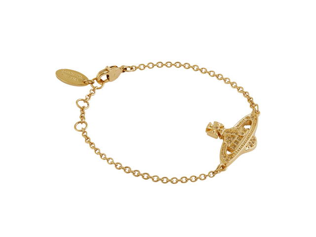 Vivienne Westwood Vivienne Westwood Mini Bas Relief Chain Bracelet In Light Colorado Topaz With Gold Hardware - view 2