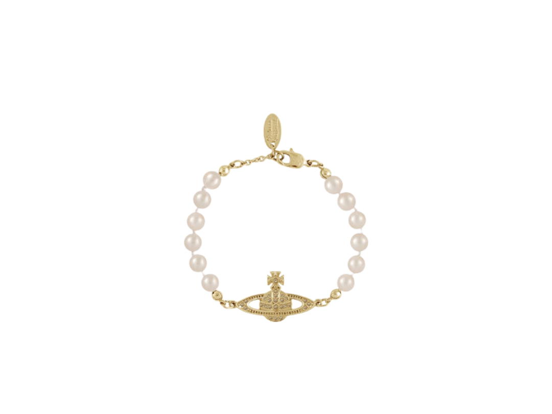 Vivienne Westwood Vivienne Westwood Mini Bas Relief Pearl Bracelet Gold Light Colorado Topaz Pearl