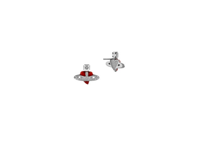 Vivienne Westwood Vivienne Westwood New Diamante Heart Earrings Platinum Crystal Crystal Indian Pink Enamel - view 2