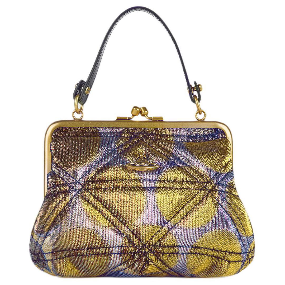 Vivienne Westwood Vivienne Westwood Granny Frame Recycled Polyester Money Shoulder Bag Crossbody Bag Handbag Women's Gold