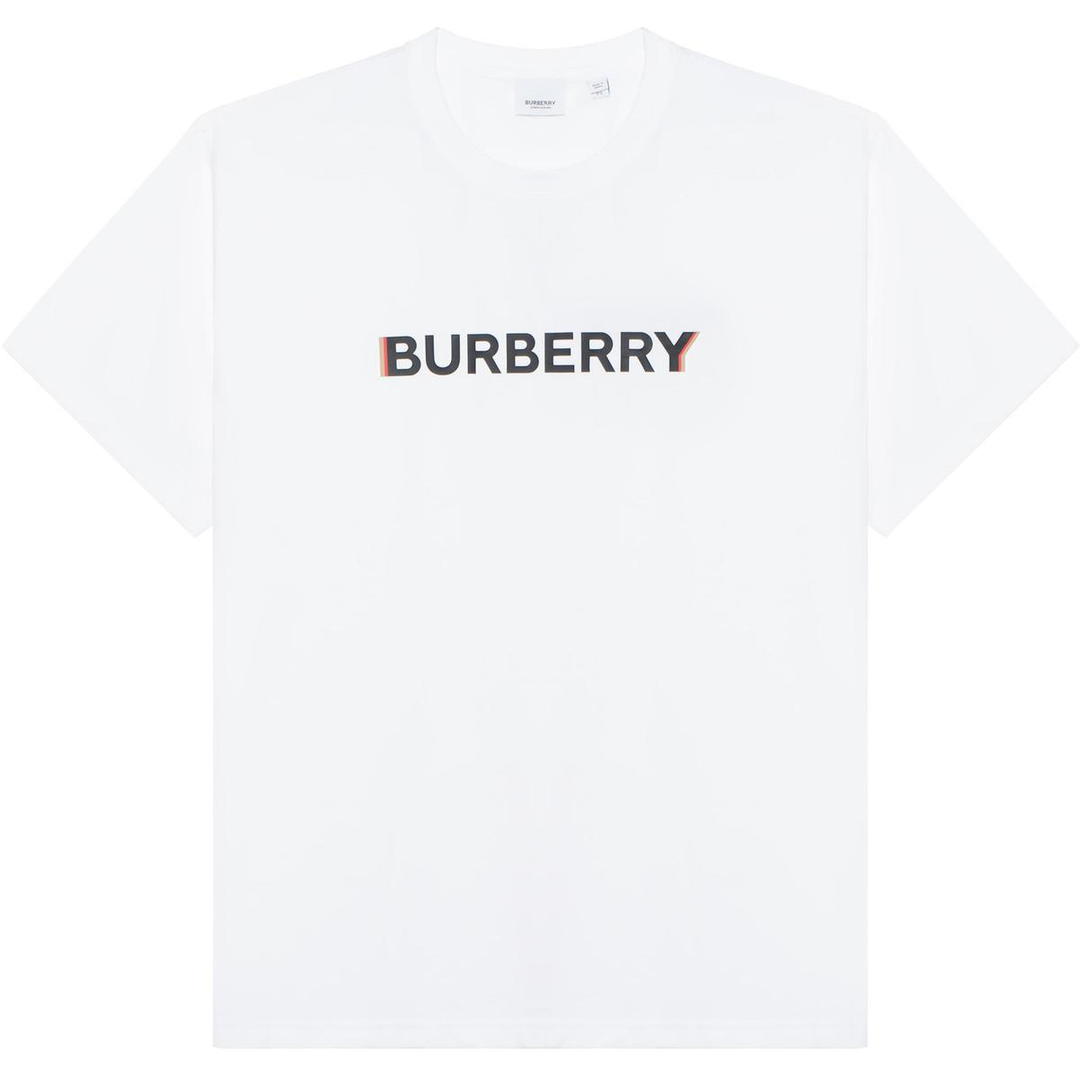 Burberry Burberry Logo Print Cotton Oversized T shirt Women's White