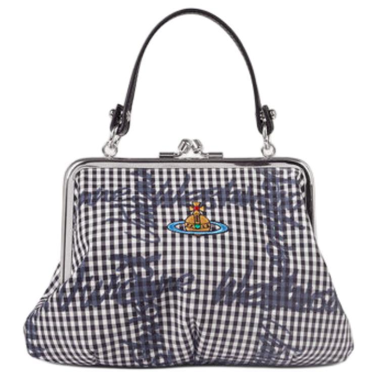 Vivienne Westwood Vivienne Westwood Granny Frame Cotton Handbag Women's Dark Blue & White