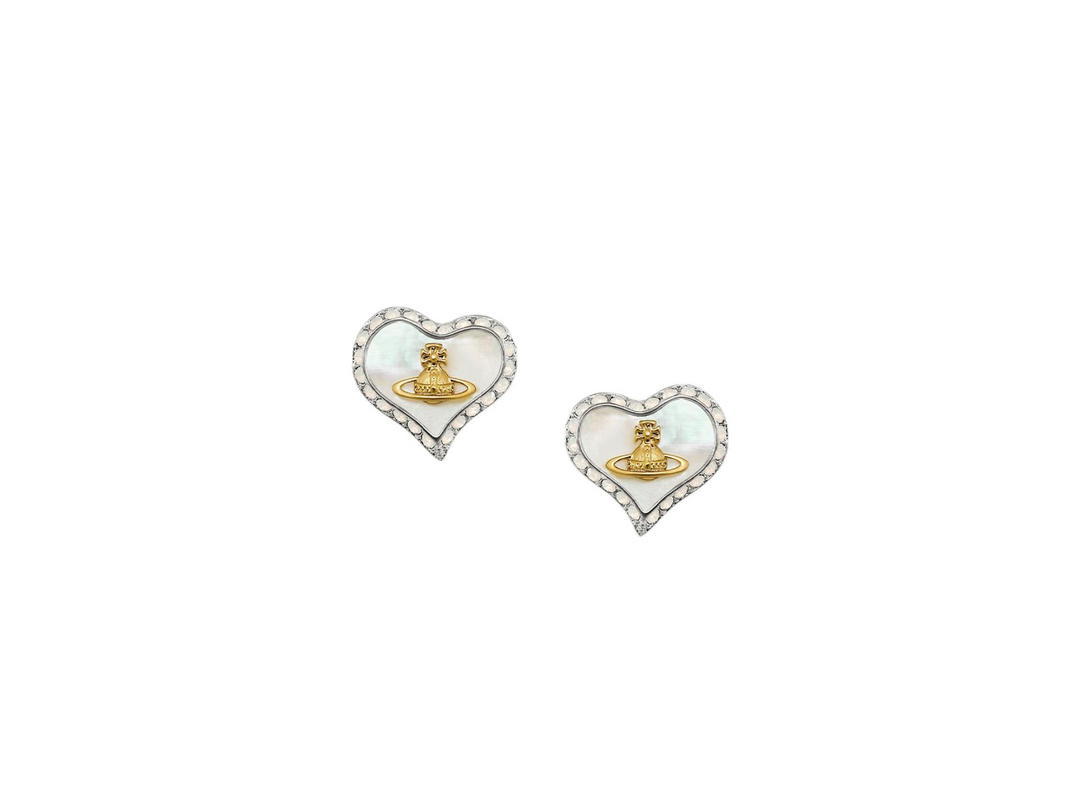 Vivienne Westwood Vivienne Westwood Petra Earrings In Platinum Gold White Pearl Tint Mop White Opal
