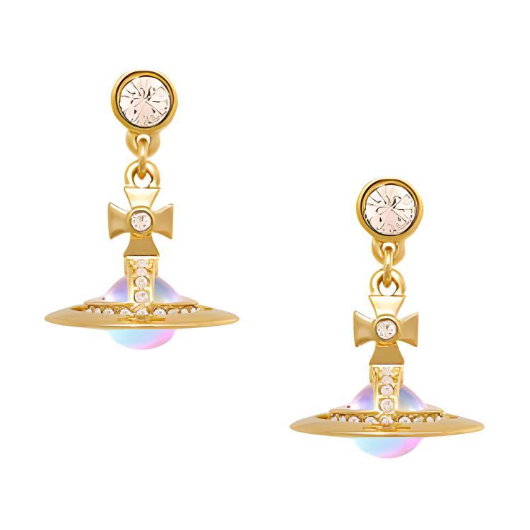 Vivienne Westwood Vivienne Westwood Brass Aurora Ball Pendant Stud Earrings Women's Gold/Aurora