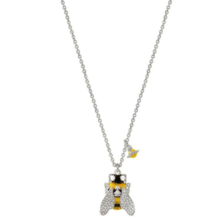 Vivienne Westwood Vivienne Westwood Brass Enamel Crystal Silver Plated Necklaces Women's Silver