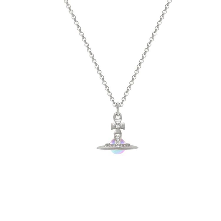 Vivienne Westwood Vivienne Westwood Crystal Metal Gemstone Aurora Ball Pendant Necklace Women's Silver/Aurora