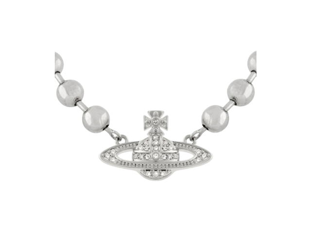 Vivienne Westwood Vivienne Westwood Thames Mini Bas Relief Choker White Crystal - view 1