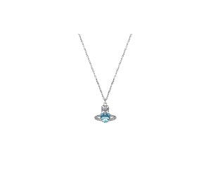 Buy Vivienne Westwood Ariella Pendant Necklace Platinum Aquamarine Cz Black Light Sapphire at Sasom – Authentic and Ready to Ship