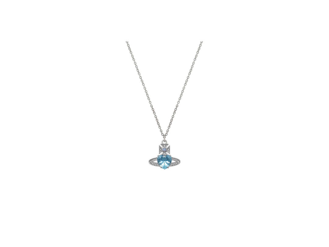 Vivienne Westwood Vivienne Westwood Ariella Pendant Necklace Platinum Aquamarine Cz Black Light Sapphire