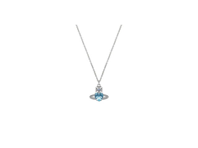 Vivienne Westwood Vivienne Westwood Ariella Pendant Necklace Platinum Aquamarine Cz Black Light Sapphire - view 1