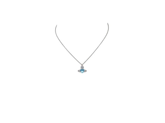 Vivienne Westwood Vivienne Westwood Ariella Pendant Necklace Platinum Aquamarine Cz Black Light Sapphire - view 2