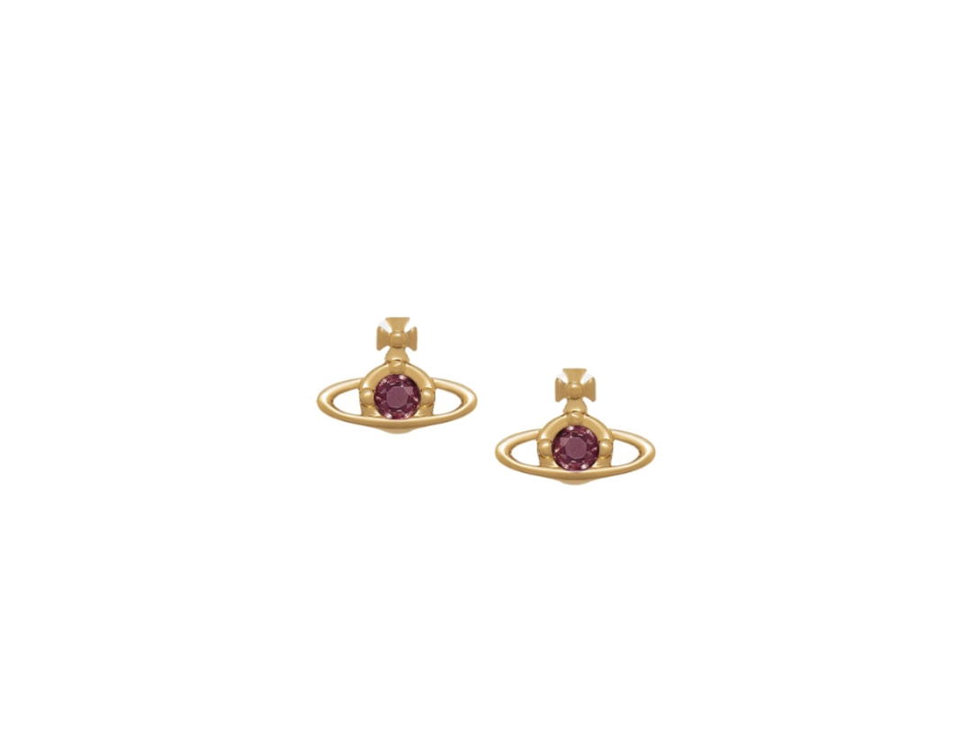 Vivienne Westwood Vivienne Westwood Nano Solitaire Earrings Gold Purple Crystal