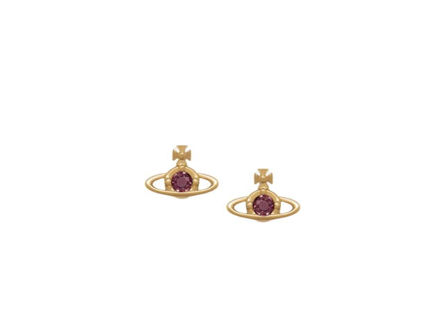 Vivienne Westwood Vivienne Westwood Nano Solitaire Earrings Gold Purple Crystal - view 1