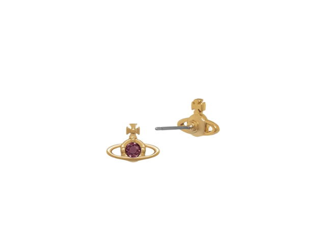 Vivienne Westwood Vivienne Westwood Nano Solitaire Earrings Gold Purple Crystal - view 2